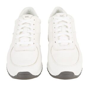 MICHAEL Michael Kors Allie Sneakers Lace Up Trainers Leather White Gray Size 7.5